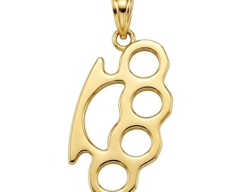 Gold Knuckles Knucks Charm - Knuckle Pendant - 10 Karat Solid Gold - Optional Gold Chain