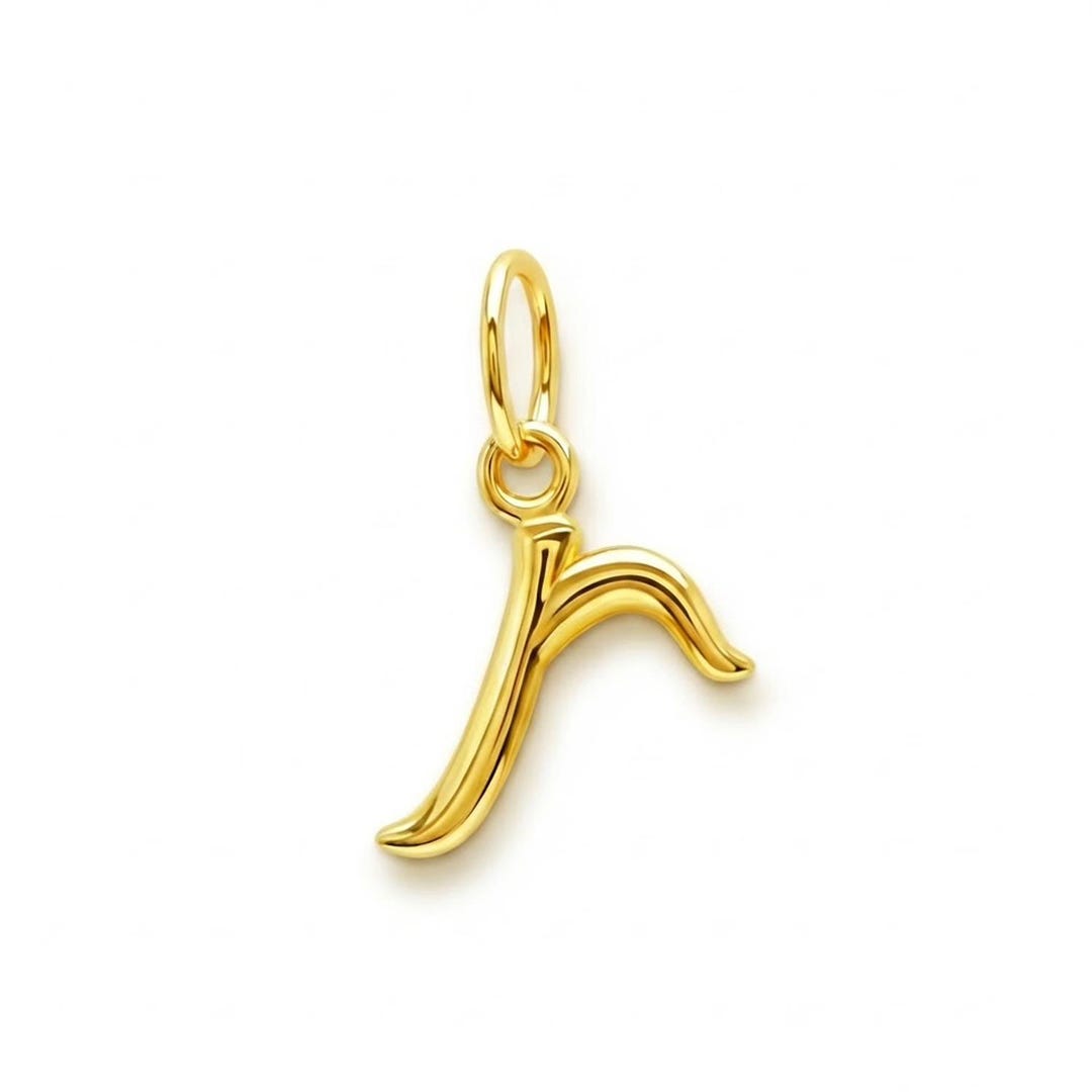 Gold Lower Case Initial R Charm - 10 Karat Solid Gold With Optional ...