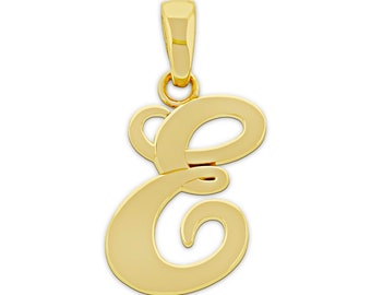 Gold Initial Letter "E" Charm - 14 Karat Solid Gold with Optional Gold Chains! - Letter E Pendant For Necklace