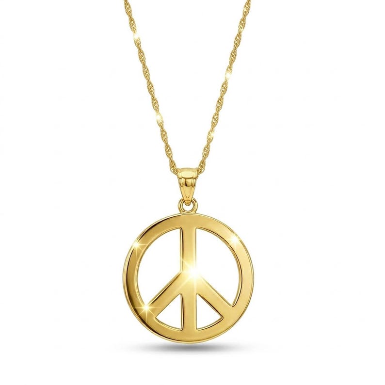Chain Peace Sign Gold Peace Sign Charm -peace Sign Necklace - Peace Sign Jewelry - 10 ...