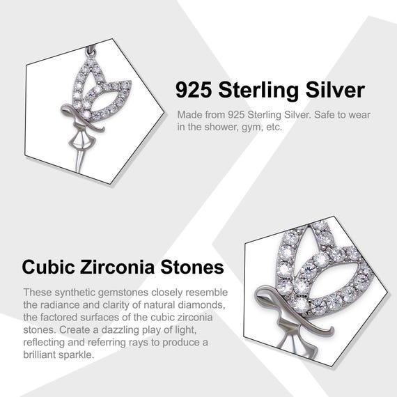 Silver Fairy Angel Necklace With Cubic Zirconia Stones - 925