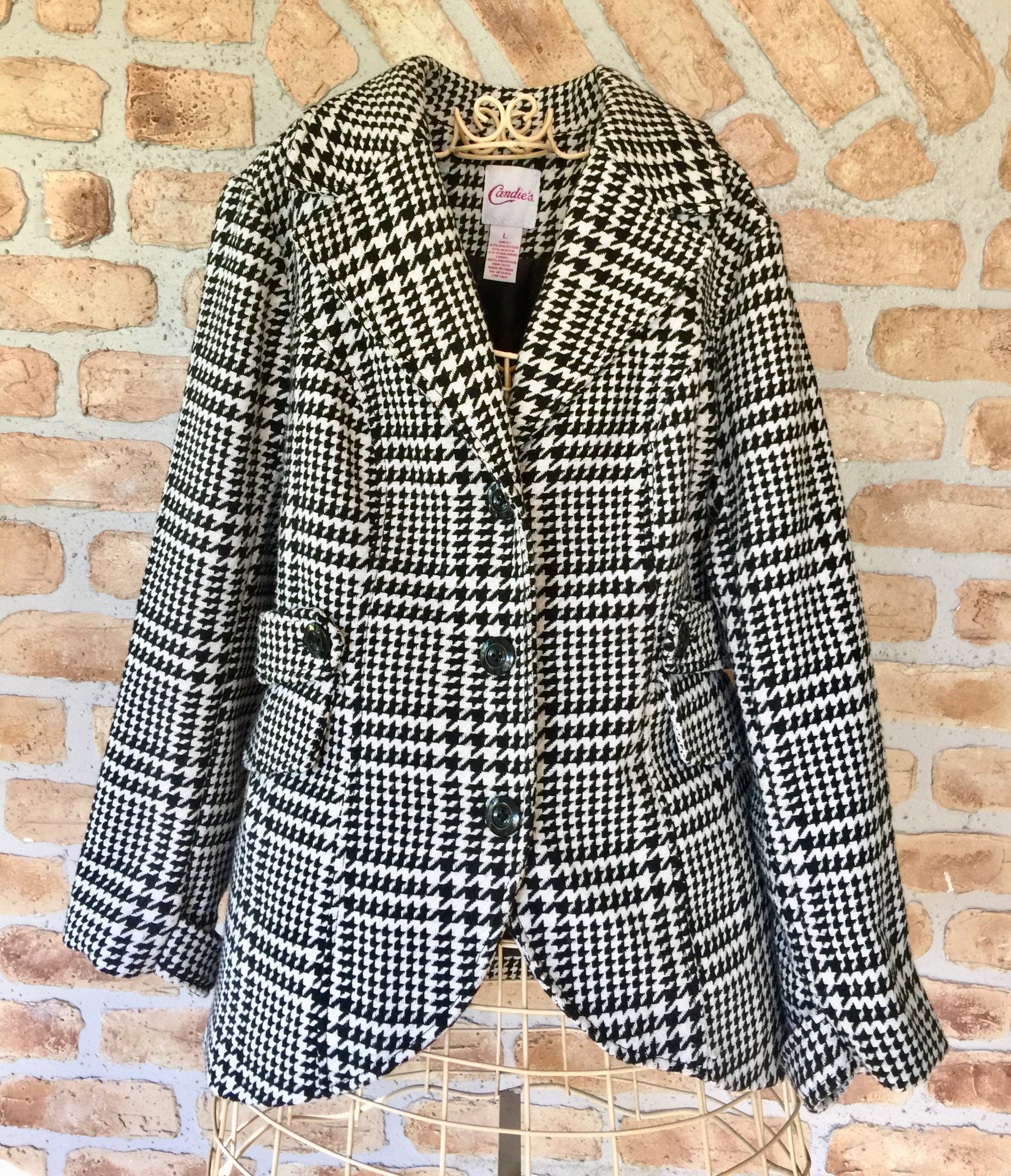 Vintage Tweed Jacket : Houndstooth Coat Chanel Style | Etsy