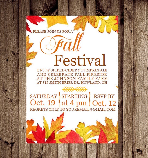 Items similar to Printable Custom Fall Festival or Party Invitation on Etsy