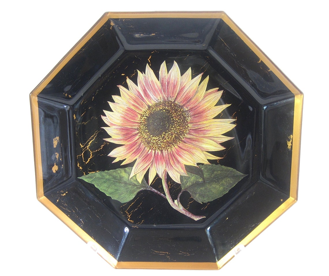 Decoupaged Sunflower Plate Home Decor Wall Accent Home Etsy