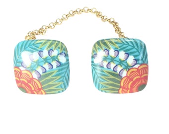 Tropical Plastic Sweater Clips: Mid-Century Modern Fashion Accessory