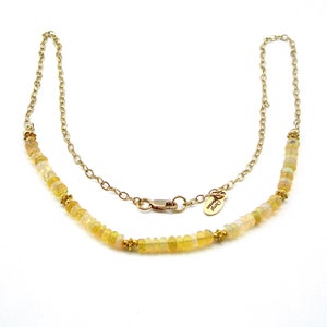 Ethiopian Opal and Gold Chain Necklace, opal and gold beads, opal necklace, opal jewelry, gemstone necklace, gemstone jewelry, semi precious