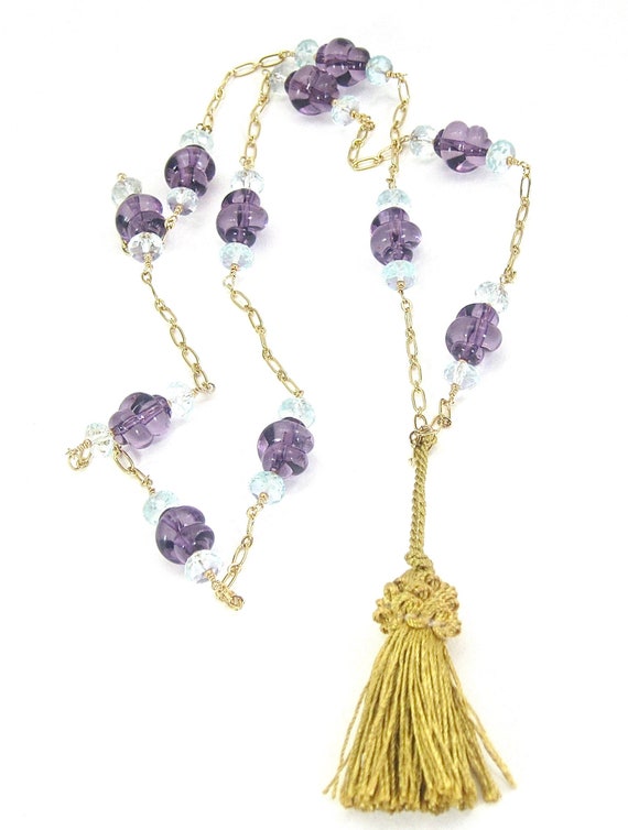 Blue Purple Tassel Jewelry Set Mother's Day Gold Tassel Etsy India