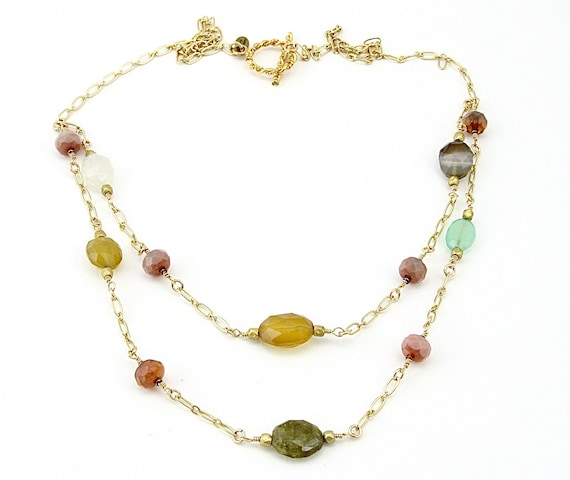 multi gem stone necklace