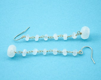 Long White Moonstone Earrings, dangle earrings, white and gold, OOAK, gemstone earrings, gemstone jewelry, semi precious, moonstone jewelry