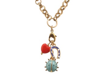 Gold link Necklace with Charms