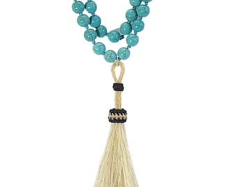 Turquoise Howlite Tassel Necklace, long necklace, tassel jewelry, blue necklace, tassel necklace, Boho necklace, Boho fashion, turquoise