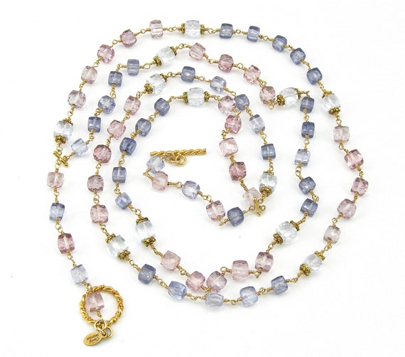 Blue Multi-Colored Double Wrap Bead Necklace Blue Multi-Colored Double Wrap Bead Necklace