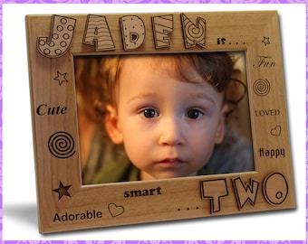 5x7 Personalized Custom Engraved Kid's Birthday Picture Frame with Cut Out Letters