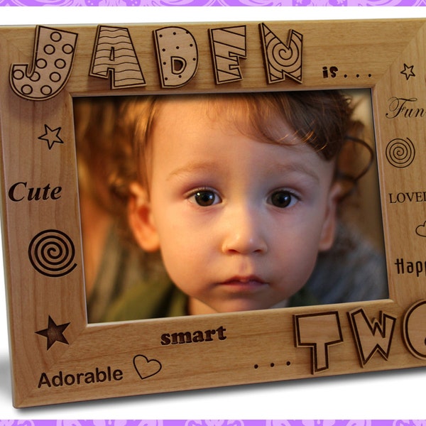 4x6 Personalized Custom Engraved Kid's Birthday Picture Frame with Cut Out Letters