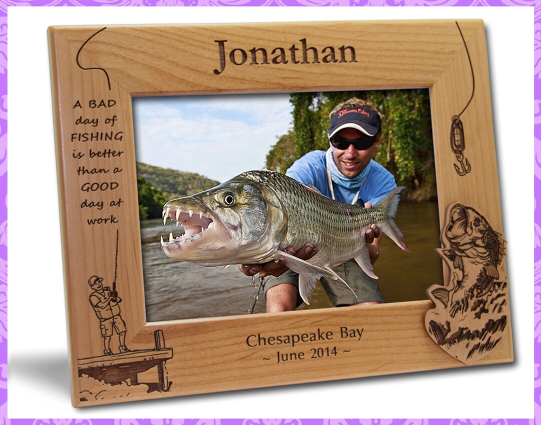 4x6 Personalized Custom Engraved Fishing Picture Frame 