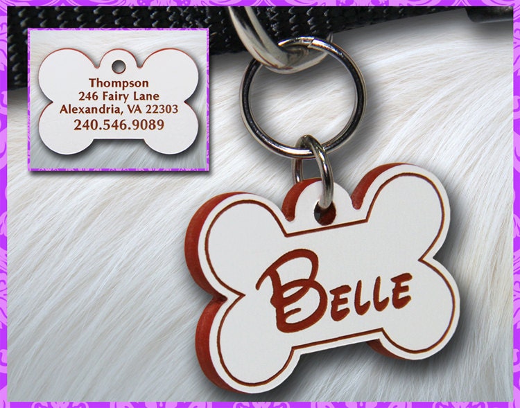 Personalized Custom Engraved Plastic Pet ID Tag 2sided Bone Etsy