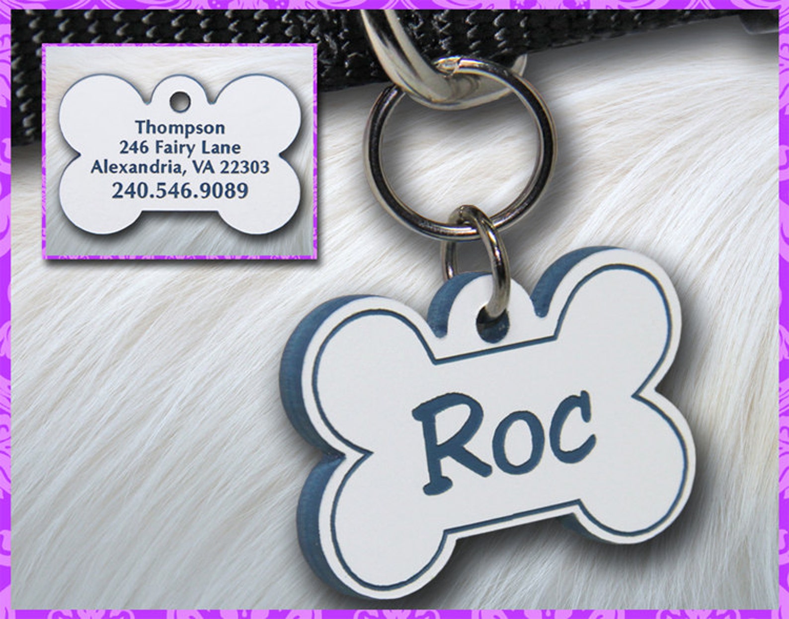 Personalized Custom Engraved Plastic Pet ID Tag 2sided Bone Etsy
