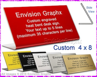 4x8 Custom Personalized Engraved Plastic Professional Office Table Desk Sign -  Please send your text up to 5 lines