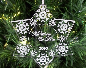 Personalized Custom Christmas Ornament Couple Snowflake
