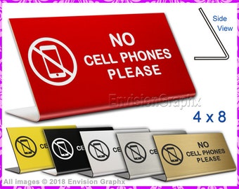 4x8 Engraved Plastic Professional Office Lobby Front Desk Sign - No Cell Phones Please