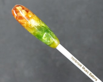 Personalized Music Conductor Baton: Orange Yellow Green crush Acrylic plus Gift Box