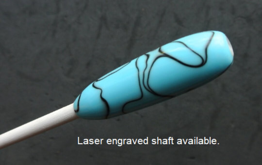 Music Conductor's Baton Turquoise With Black Swirl Acrylic Plus Gift