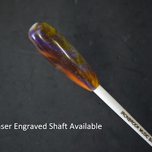 Personalized Music Conductor Baton: Gold Orange Purple swirl Acrylic + Gift Box
