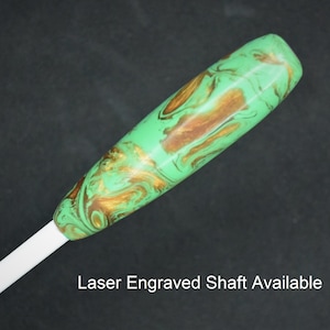 Music Conductor Baton: Green and Gold swirl Acrylic plus Gift Box
