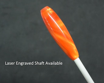 Music Conductor Baton: Orange Gold swirl Acrylic with Gift Box