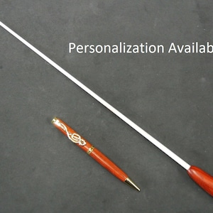 Personalized Padauk Music Conductor Baton with Music Clef Pen and Gift Box
