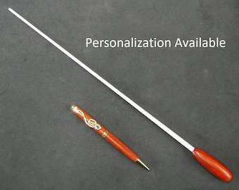 Personalized Padauk Music Conductor Baton with Music Clef Pen and Gift Box