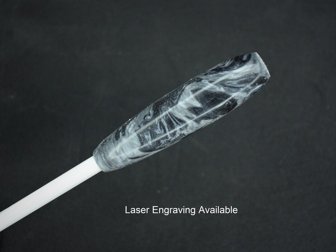 Personalized Music Conductor Baton Black and Gray Swirl Acrylic With