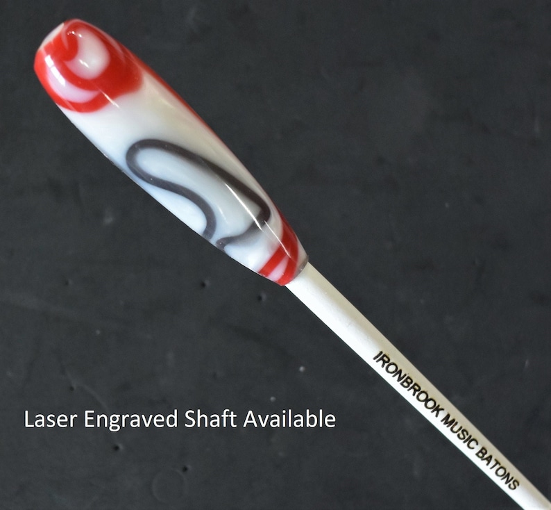 Music Conductor Baton: Scarlet and Gray Swirl (2) Acrylic Plus Gift Box ...