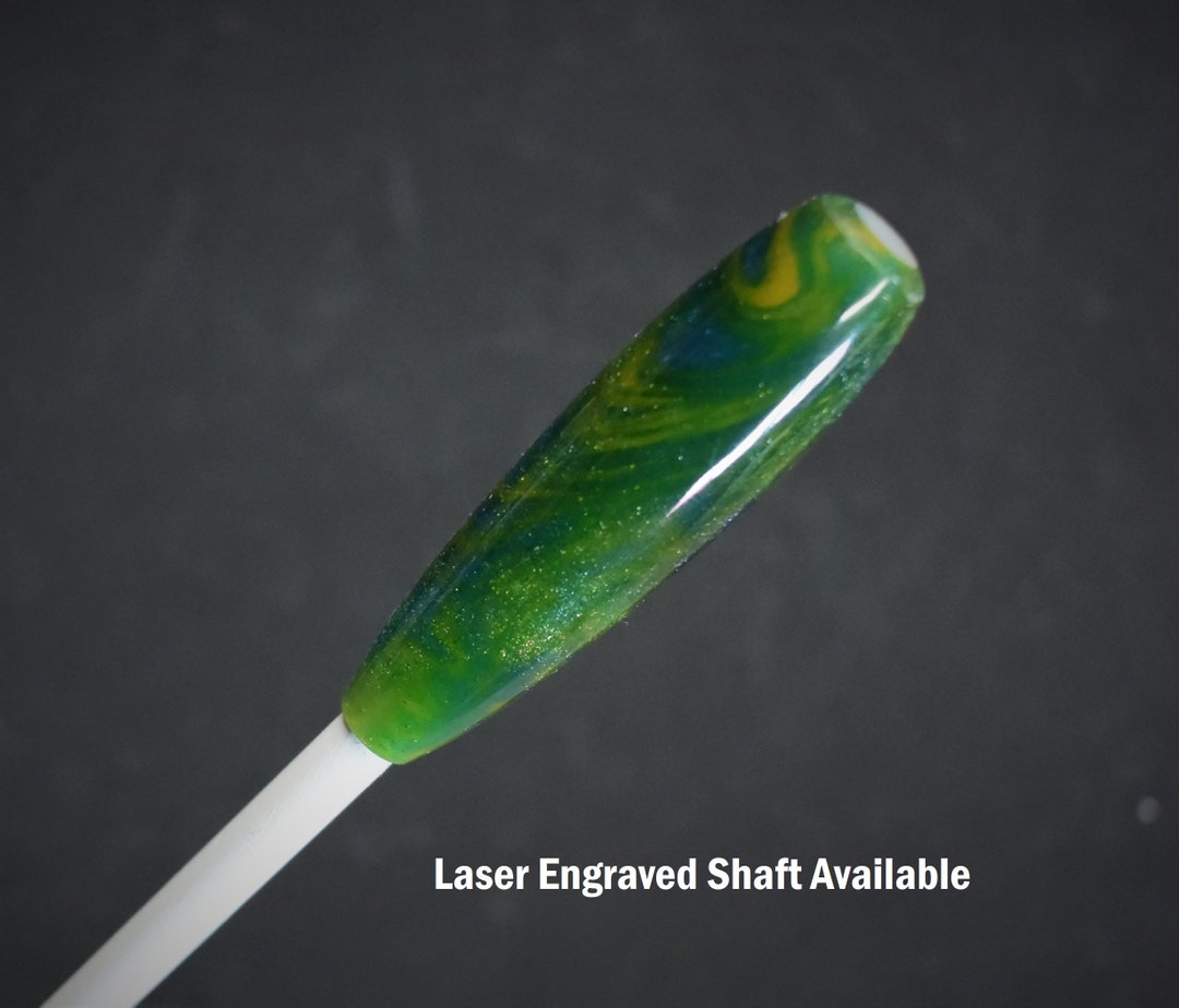 Personalized Music Conductor Baton Green Gold Swirl Acrylic Gift Box