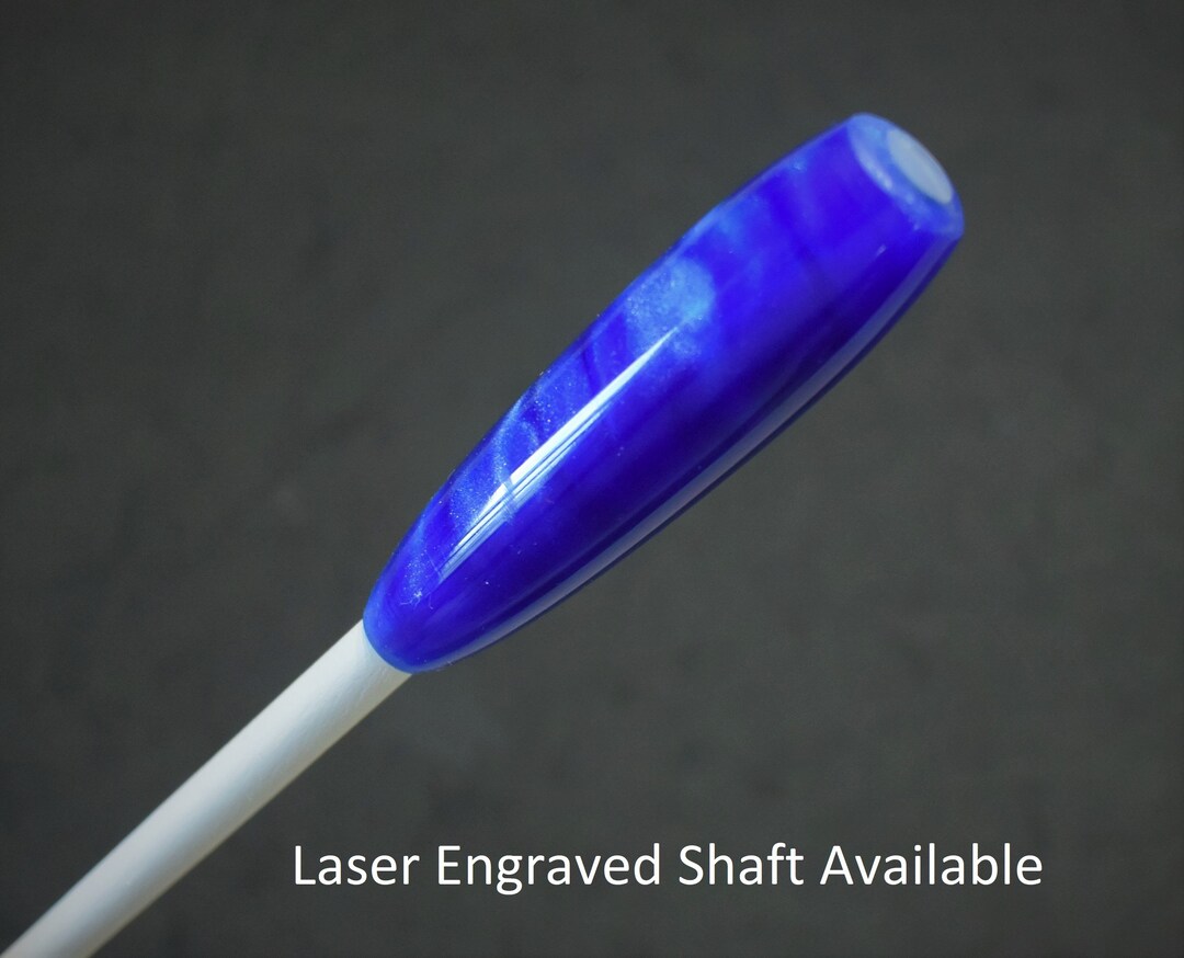 Personalized Music Conductor Baton Royal Blue and White Swirl Acrylic