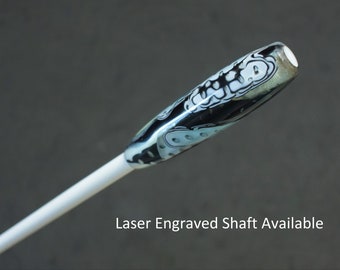 Personalized Music Conductor Baton: Black and Mint swirl Acrylic with Gift Box