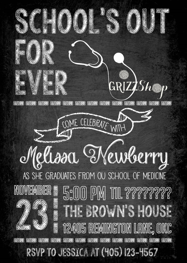 Chalkboard Graduation Invitation Etsy