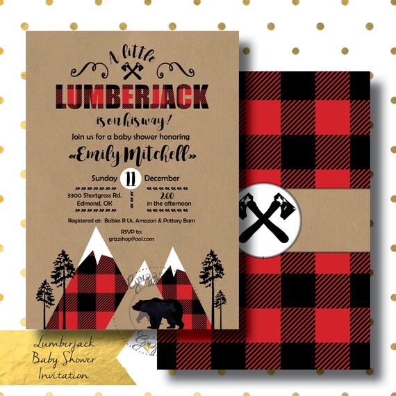 Lumberjack Baby Shower Invitation Etsy