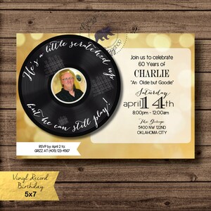 Vinyl Record Birthday Milestone Invitation With Pic