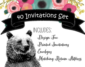 40 Printed Custom Invitation Sets
