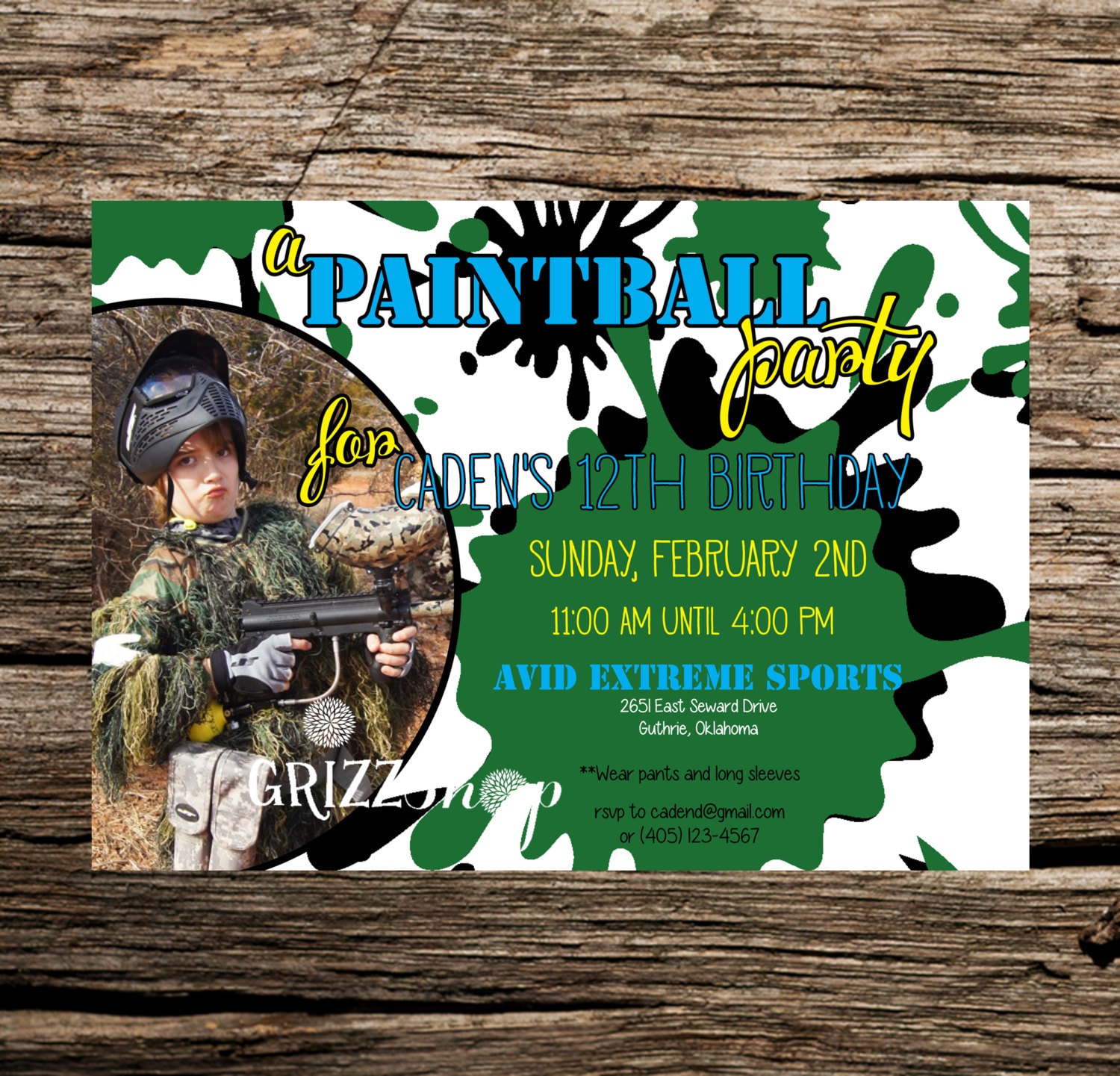 Paintball Birthday Party Invitation Etsy