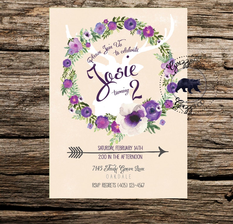 Boho Birthday Anemone Invitation