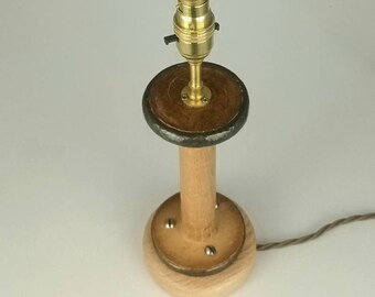 Table Lamp made from a Vintage Industrial Cotton Bobbin