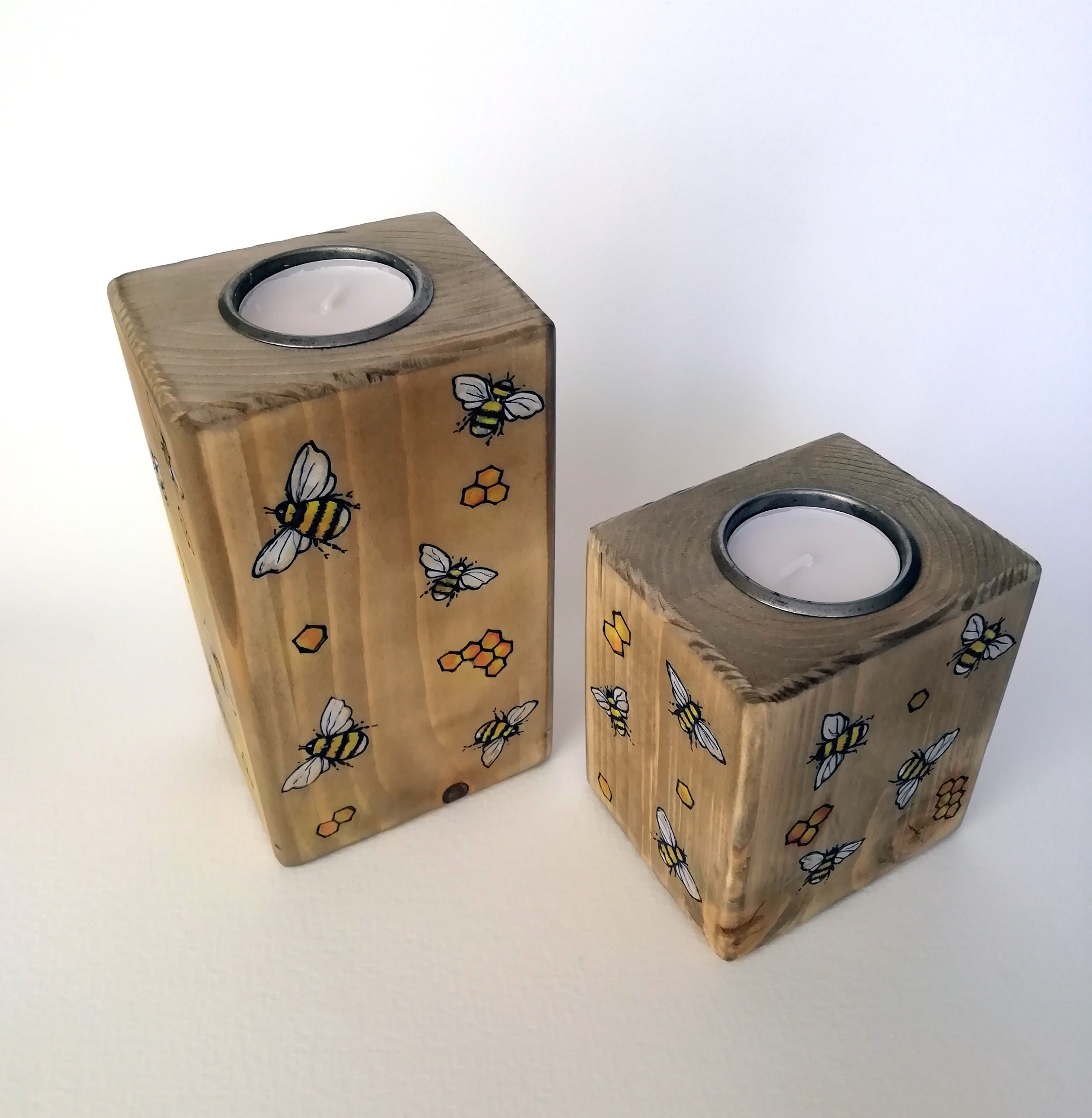 Tea Light Holders Wooden Bee's & Etsy