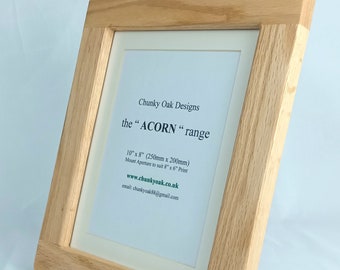 Oak Picture Frame - 12" x 10"  Solid Oak  'ACORN'  Picture Frame   -  Hand Crafted  -  Available in various sizes & finishes