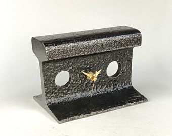 Repurposed Railway Track Clock – Industrial Man Cave Decor, Train Memorabilia