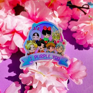 Adesivo olografico per laptop e diario "I Purple You" dei BTS Kpop, Borahae