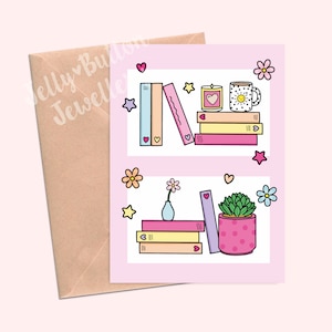 Tarjeta de felicitación de estante de libros - cumpleaños, gracias, maestro, novela