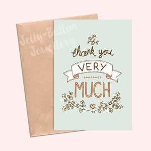 Merci Greetings Card - floral, merci, blanc, compliment,