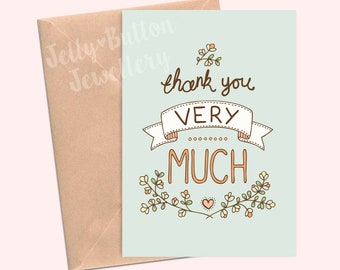 Thank You Greetings Card -  floral, thanks, blank, compliment,